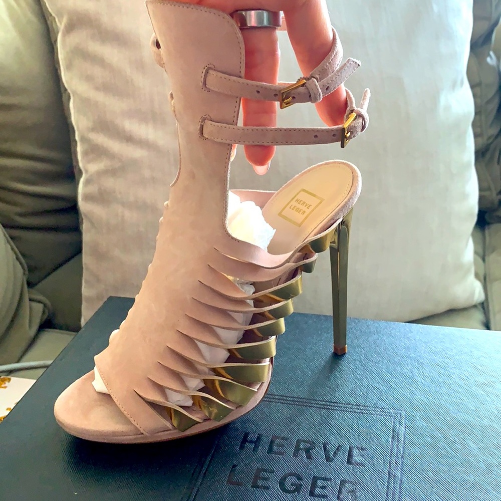 Herve Leger Abrielle Suede leather heels Shoes /New with box